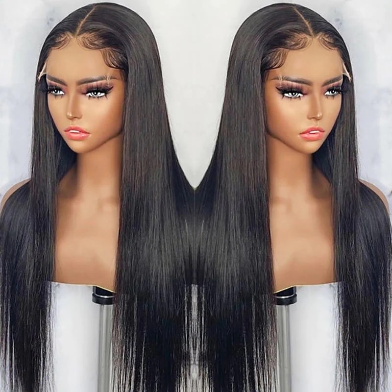 Nuiee  Pre Cut Lace  4x4 Transparent Lace HD Lace Straight Black Quick & Easy Glueless Wig With Breathable Cap Air Wig