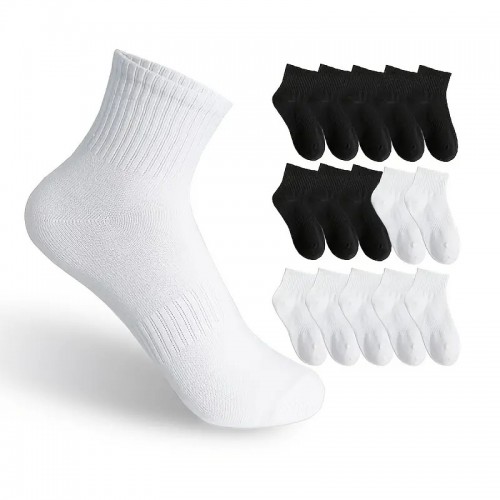 16 Pairs Solid Short Socks, Comfy & Breathable All-match Casual Socks, Women's Stockings & Hosiery