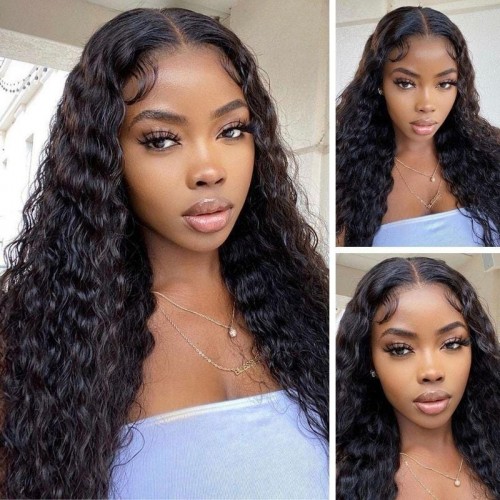 LINK Best Wavy Water Wave Lace Front Wigs 100% Virgin Human Hair 150% Density