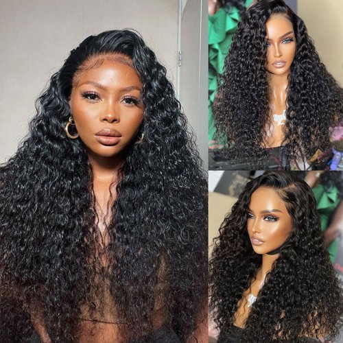 nuiee Best Wavy Water Wave Lace Front Wigs 100% Virgin Human Hair 150% Density