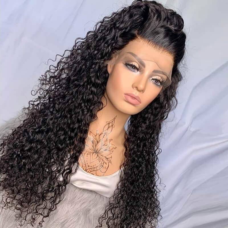 nuiee Water Wave Lace Front Wig Human Hair Wet and Wavy Natural Density 13x4 Lace Wigs