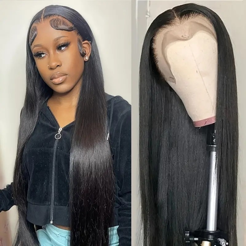 180% Brazilian Long Length Straight Human Hair Front Lace Wigs 13x4 Lace Front Wig For Women Real Hair Frontal Closure Wig Pre Plucked 6-42 Inches