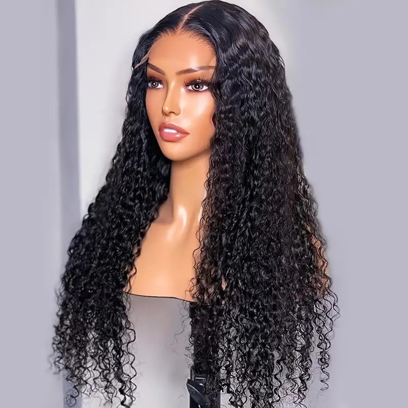 180% Deep Curly Lace Front Wigs Wet Wavy Human Hair 13x4 Lace Frontal Wigs Deep Curly Wavy Wig For Women With Baby Hair Pre Plucked 100% Unprocessed Brazilian Virgin Hair Natural Black