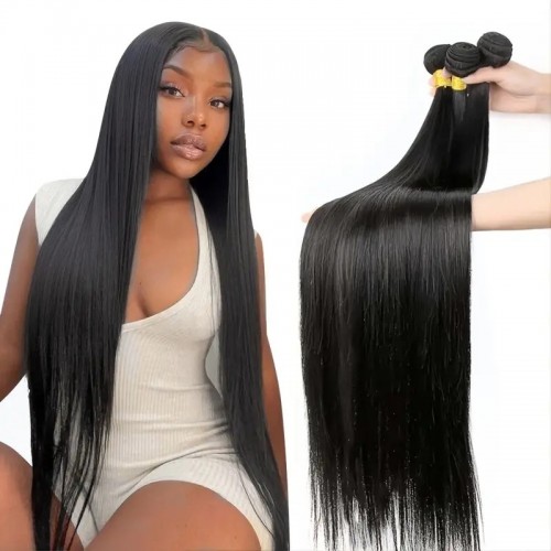 Long Straight Human Hair Bundles Extension, Different Sizes 3pcs STW-1B