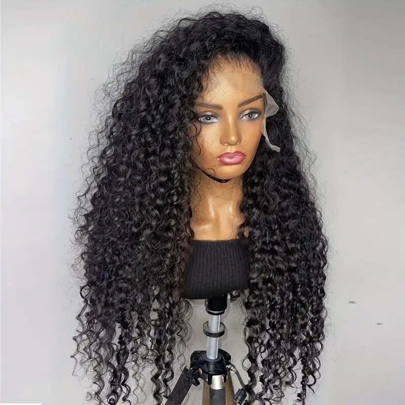 150% Human Hair Wig Cover Deep Curly Brazilian Transparent Lace Front Wigs Wet Wavy Human Hair 13x4 Ear To Ear Lace Frontal Wigs Deep Curly Wave Wig For Women With Baby Hair Natural Black