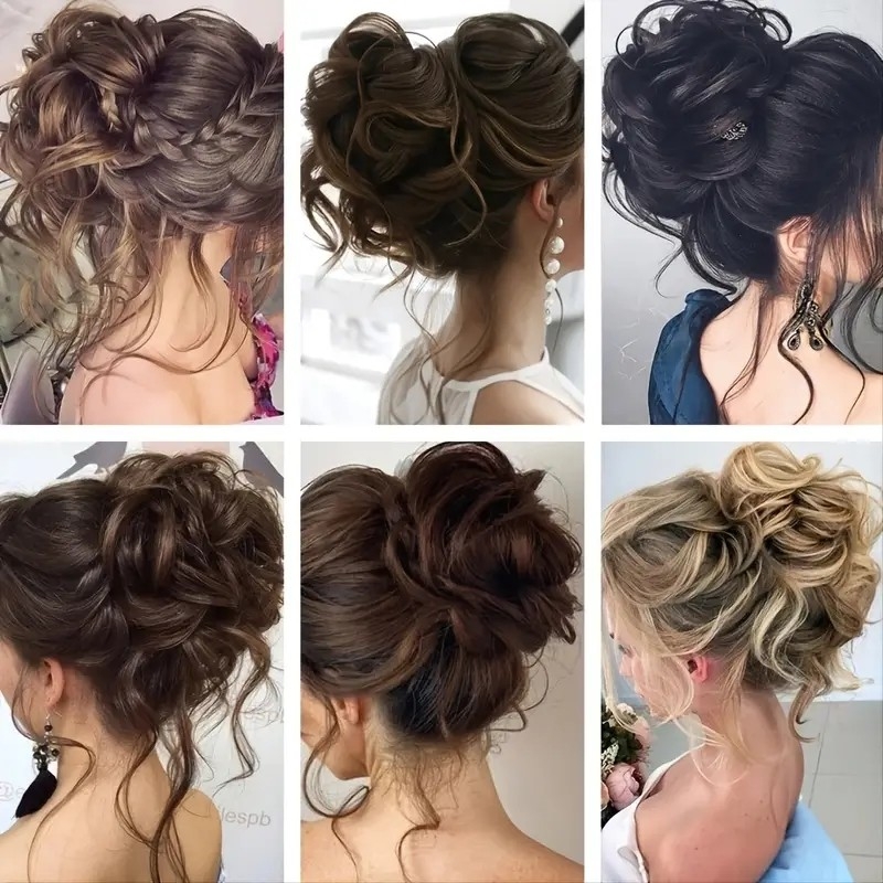 Luxurious Messy Curly Hair Bun Chignon - Elastic Ponytail Scrunchy Hair Band Hair Pieces & Wigs - Hair Ring Wrap (Black)