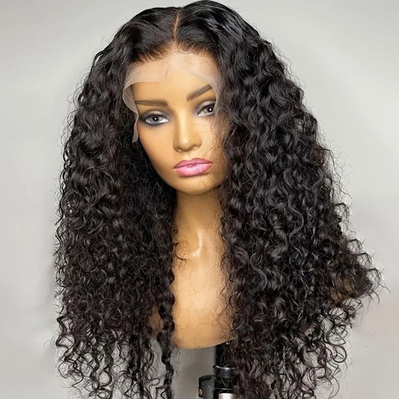 180% Kinky Curly T Part Lace Front Human Hair Wigs Pre Plucked Brazilian Human Hair Middle Part Curly Wig For Women