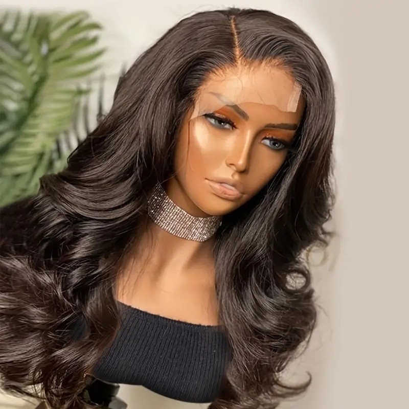 150% 4*4 Lace Front Body Wave Human Hair Wig For Women Brazilian Wavy Hair Wigs 150% Density Pre Plucked Hairline Natural Color