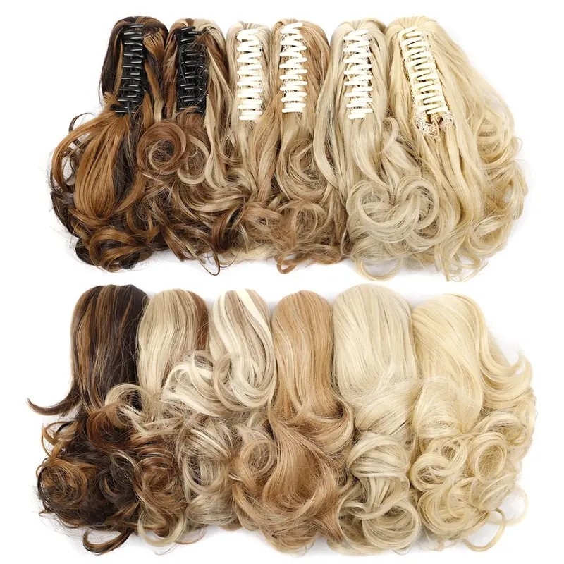 Blonde Mixed Drawstring Ponytail Long Wavy Hair Extension Synthetic Hairpieces For Women