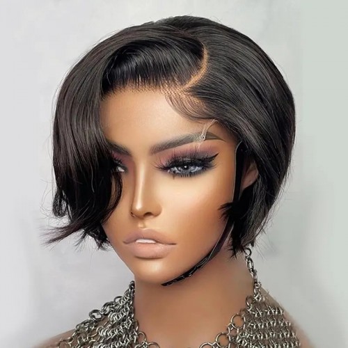 Short Bob Pixie Cut Wig Straight Transparent Lace Front Human Hair Wigs For Women Pre Plucked Brazilian Hair