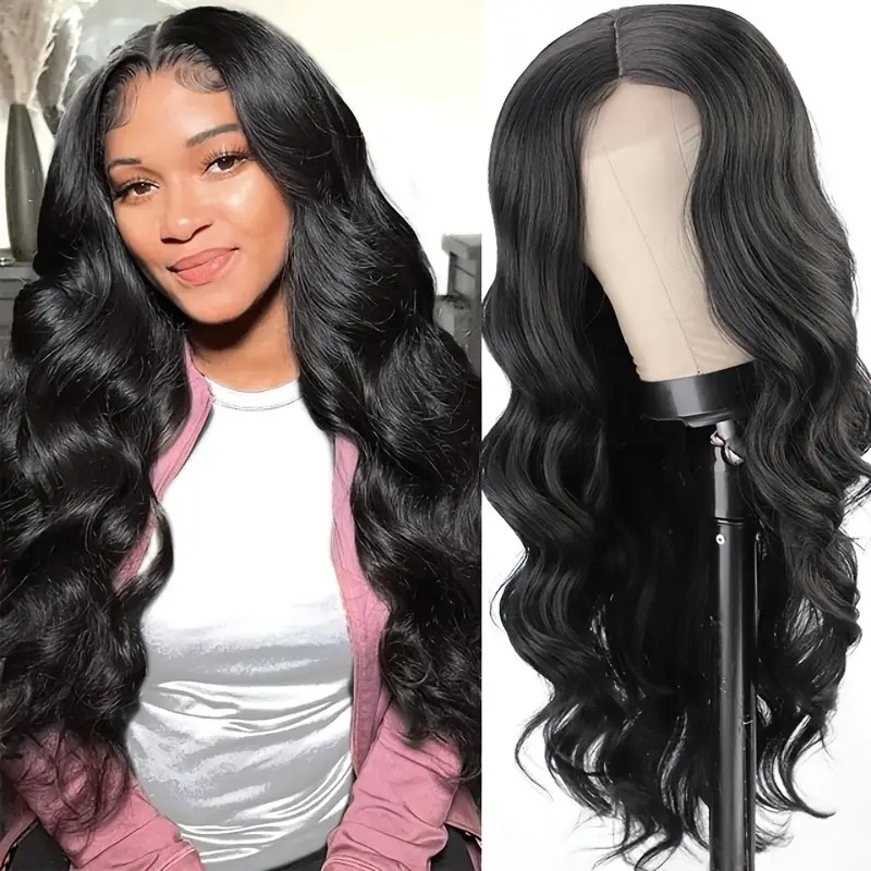 Natural Hair Long Wavy T Part Lace Wig Synthetic Wigs, Synthetic Hair For Women Kids