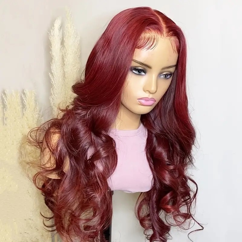 99j Burgundy Body Wave Lace Front Human Hair Wig 13*4 HD Lace Frontal Wig