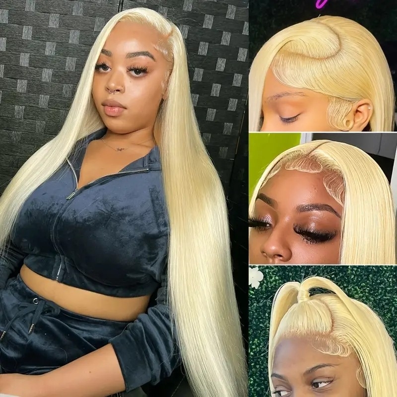 Blonde Straight Human Hair Wigs 13x4 HD Transparent Lace Front Wig Brazilian Remy Human Hair Wigs