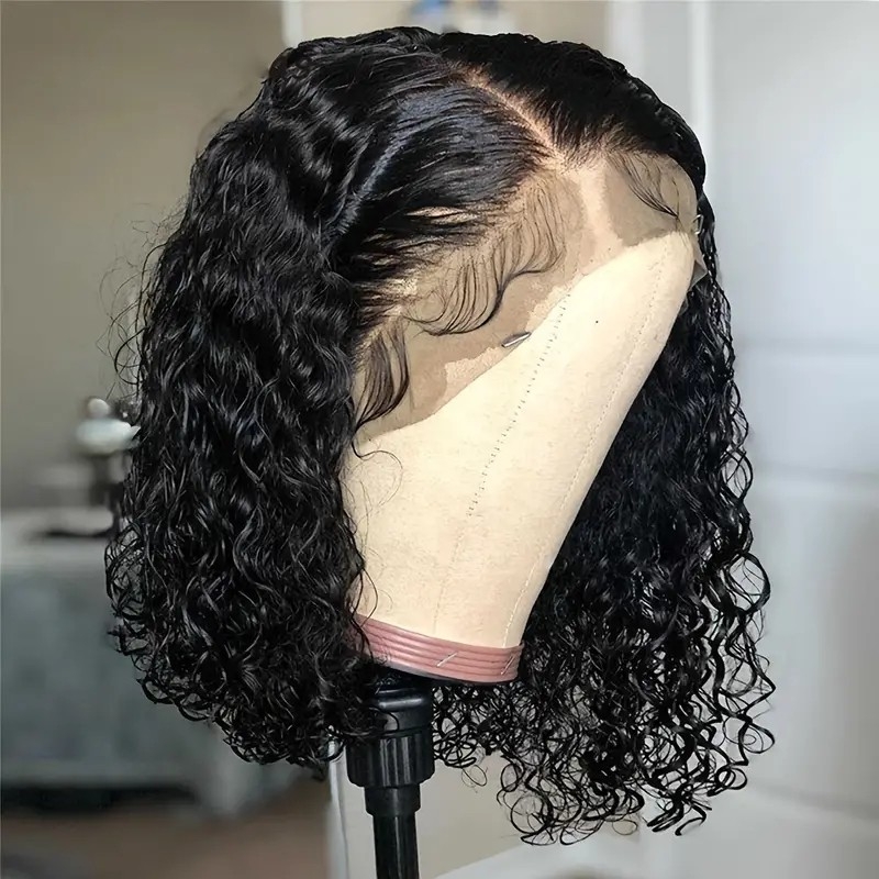 13x4 Lace Front Wigs Human Hair For Women Bob Deep Curly Wave Frontal Wigs Pre Plucked With Baby Hair