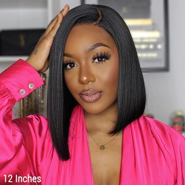 Glueless Asymmetric Side Part 4x4 Closure Bob Wig 100% Human Hair