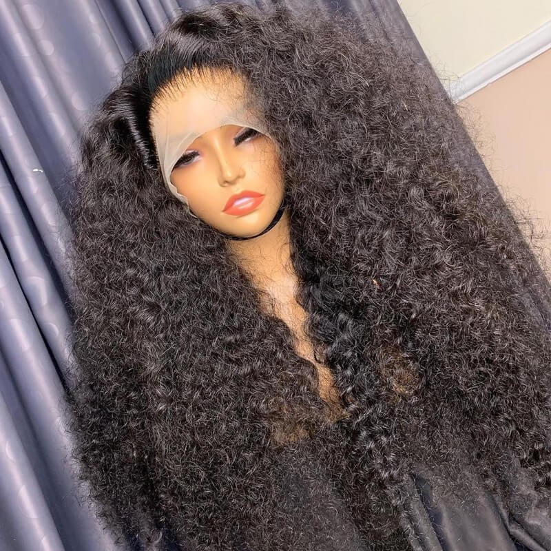 Nuiee 4X4/5x5/6x6 HD Lace Closure Kinky Curly Wig Constructed By Bundles With Closure