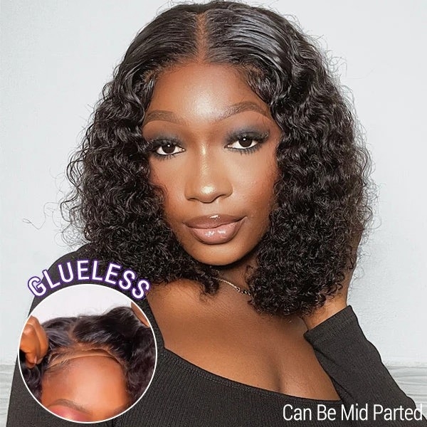 Wet And Wavy | Water Wave 4x4 Closure Lace Glueless Side Part Short Wig 100% Human Hair#nuiee