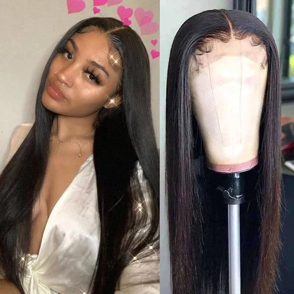 Effortless Straight 4x4 Closure Lace Glueless Mid Part Long Wig 100% Human Hair#nuiee