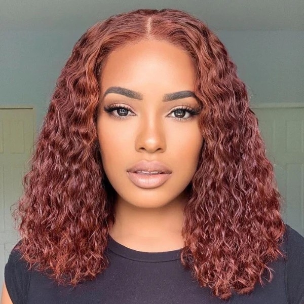 Reddish Brown Glueless Closure Lace Curly Wig | Pre-plucked#nuiee