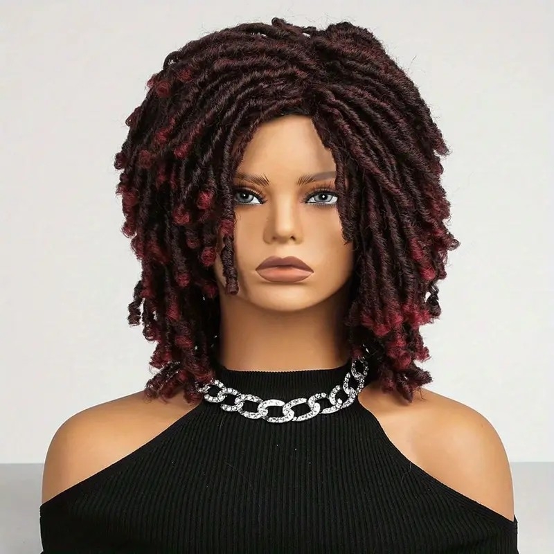 Dreadlock Wig Short Twist Wigs For Women And Men Afro Curly Synthetic Wig 9 Inch