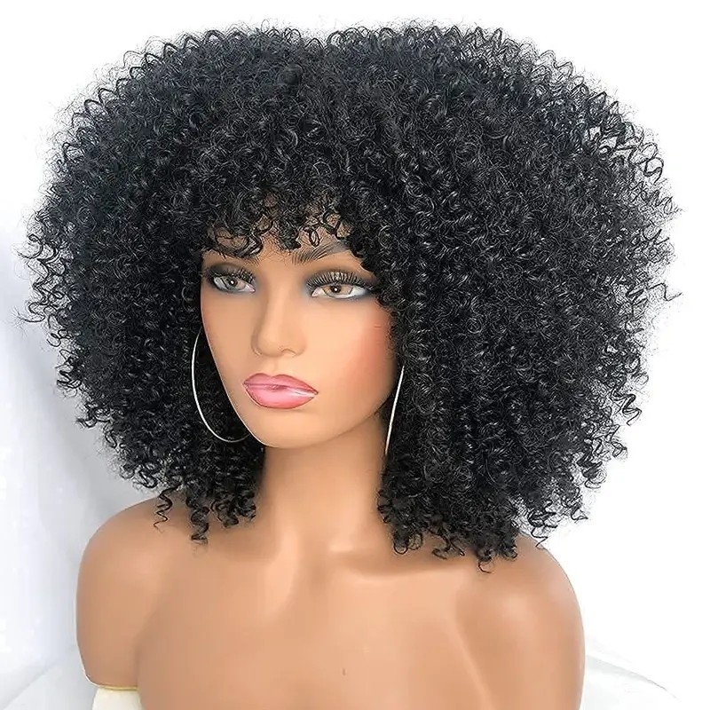 14 Inch Afro Kinky Curly Wigs Heat Resistant Synthetic Fiber Wigs Natural Soft Hair Wigs For Women 14 Inch Curly African Type Wigs