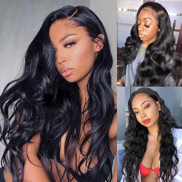 CurlyMe U Part Wig 180% Density Body Wave Hair Glueless No Lace Human Hair Wigs