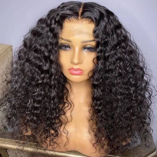 CurlyMe Deep Wave 180% Density U Part Wig Human Hair Glueless No Lace Wig