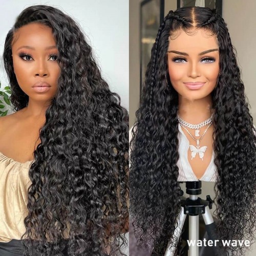 V Part/Thin Part Water Wave Wig Unprocessed Human Hair Glueless Wigs For Beginner