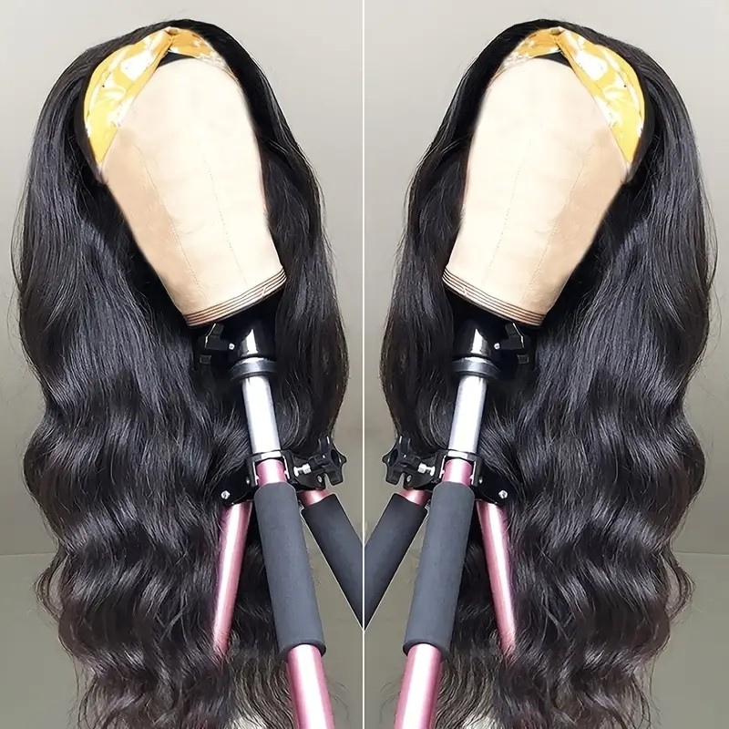 Headband Wigs Human Hair For Women Body Wave Non Lace Front Wigs Human Hair Machine Made Glueless Wigs Natural Color