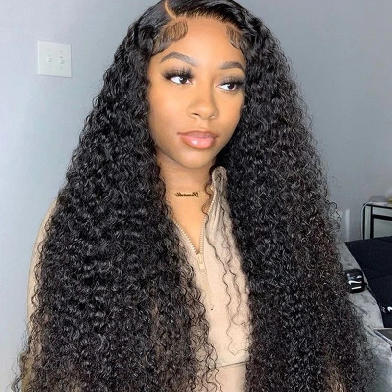 360 Lace Wigs Kinky Curly Virgin Human Hair Wigs Pre Plucked