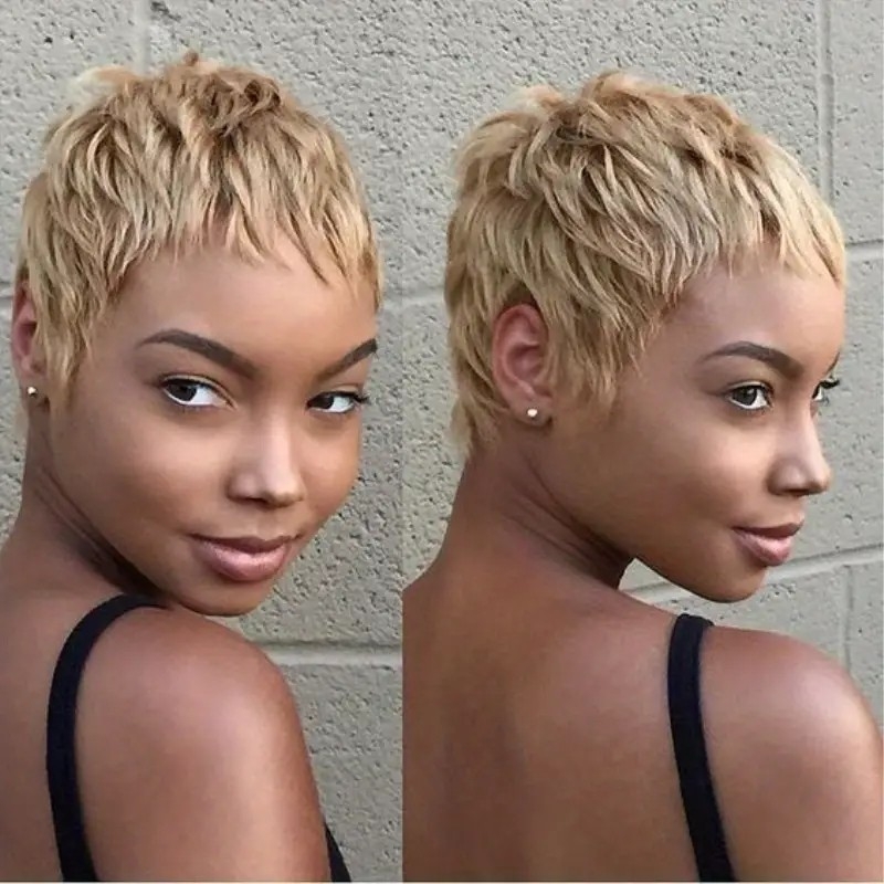 Blonde Black Brown Short Pixie Cut Wigs Short Layered Hair Wigs Synthetic Fiber None Lace Hair Wigs For Women_@eullair_wigs_luvme hair