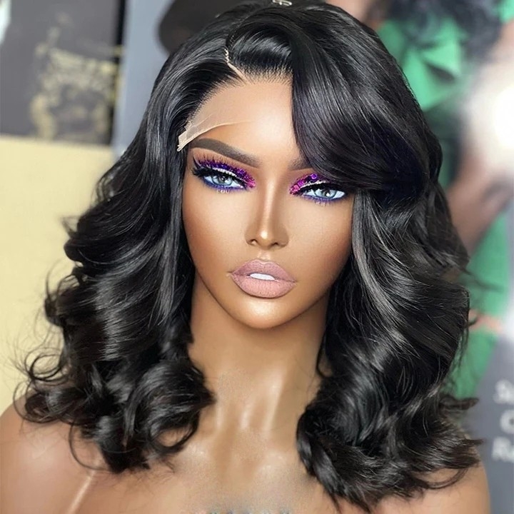 Pre Cut Crystal Lace Wavy 4x6 Lace Bob Wig Glueless Human Hair Wig