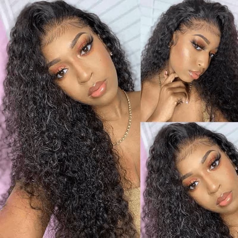 Jailyn Marie Pre Cut Lace Natural Black Jerry Curly 4x4 and 6x4.75 Lace Closure Wigs Human Hair Wigs with Breathable Cap