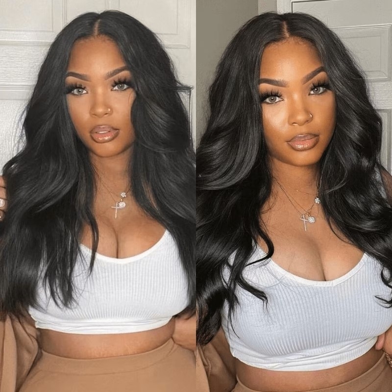 Jailyn Marie 4x4 Pre Cut Lace Closure Wigs Natural Black Body Wave Real Hair Wigs Pre-Plucked with Breathable Cap