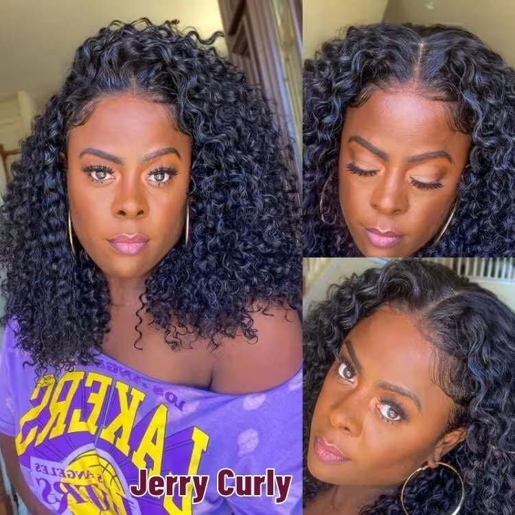 Jailyn Marie Pre Cut Transparent Lace Wear Go Jerry Curly Glueless Wigs with Breathable Cap Beginner Friendly