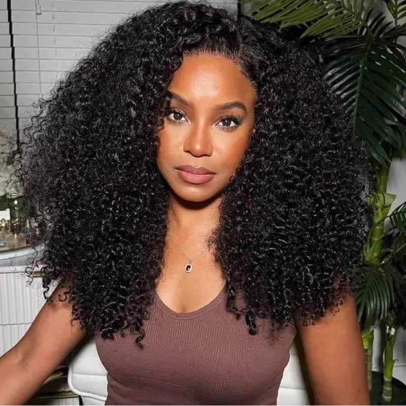 Jailyn Marie Breathable Air Wig Kinky Curly 13x4 Lace Frontal Human Hair Glueless Black Wig