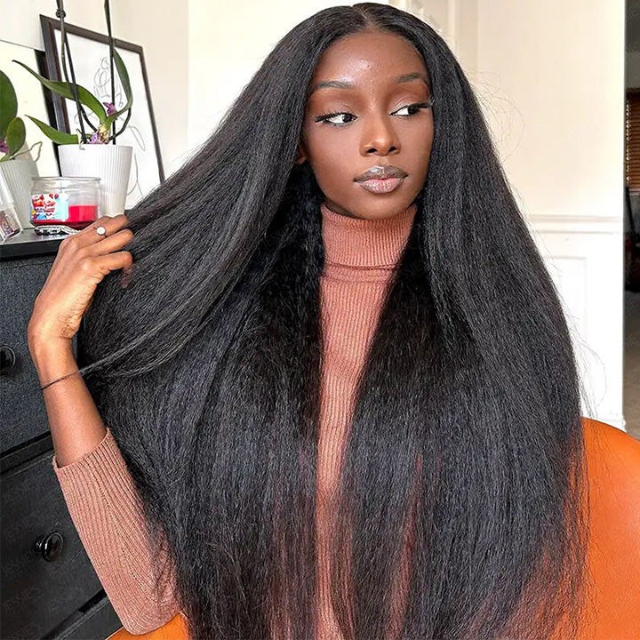 DOPEaxxPANA Wear&Go Glueless Pre Cut Crystal Lace Kinky Straight 5x6 Lace Human Hair Wig Preplucked