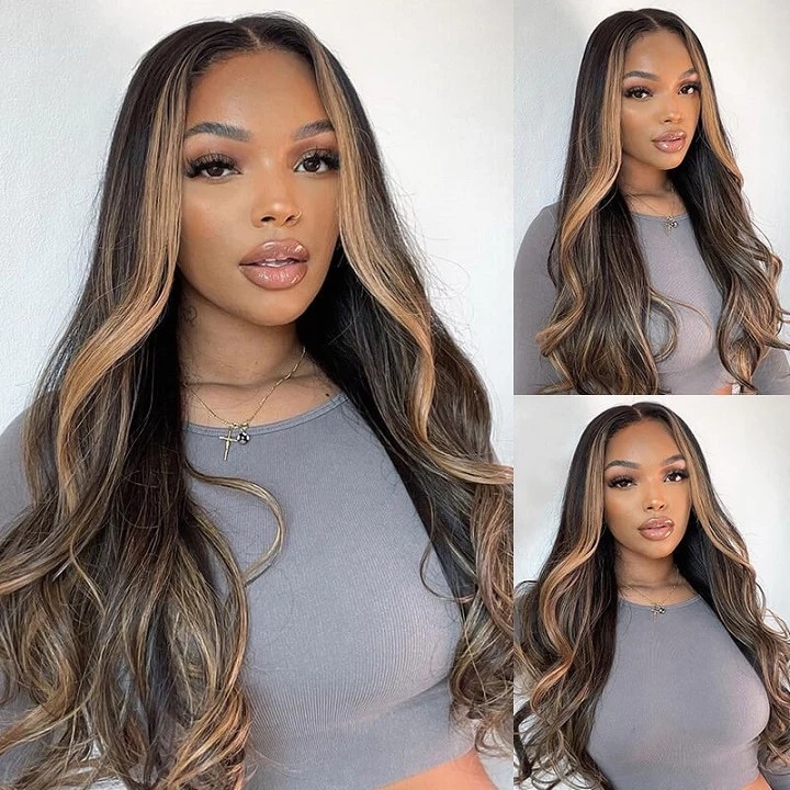 DOPEaxxPANA Highlight Wear&Go Body Wave 4x6 Pre Cut Lace Glueless Human Hair Wig