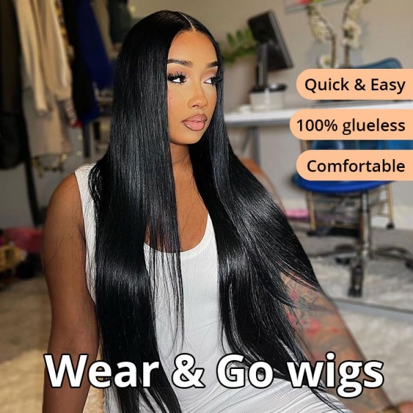 Glueless Wear & Go Wigs - Straight & Body Wave Human Hair Upgrade 4x7 Lace Closure Wigs