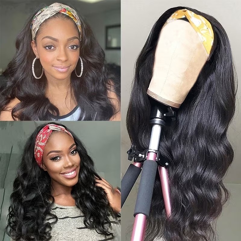 Amacharii Body Wave Headband Wigs 150% Density Brazilian Glueless Human Hair Wigs Natural Color