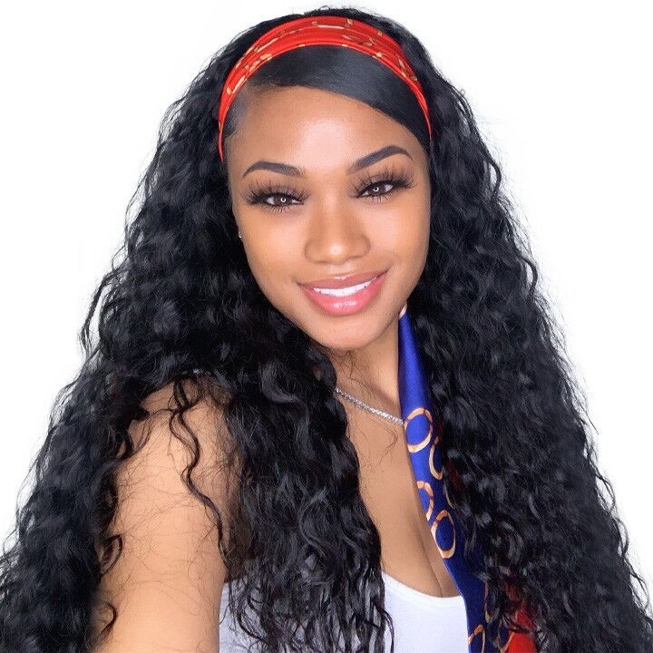 CLEOPATRAA Glueless Headband Wigs Human Hair Water Wave Wigs 100% Unprocessed Brazilian Remy Hair _Headband Wigs