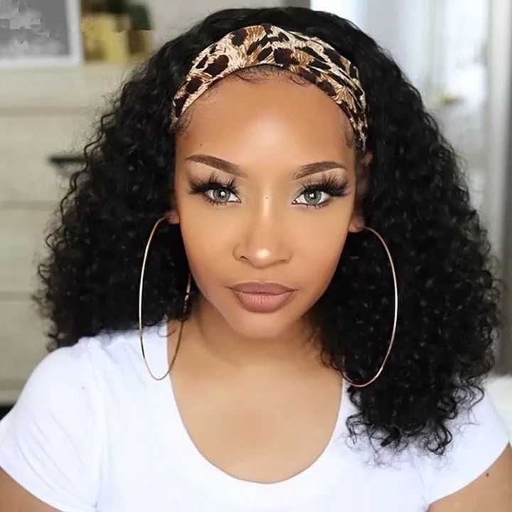 Brazilian Curly Headband Human Hair Wigs Easy to Install (GET FREE TRENDY HEADBAND)