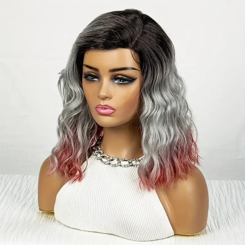 Ombre Color Deep Wave Hair Wigs 4*1 Lace Front Synthetic Fiber Hair Wigs For Women Girls Heat Resistant Curly Hair Wigs_Wigs_Wig_hair