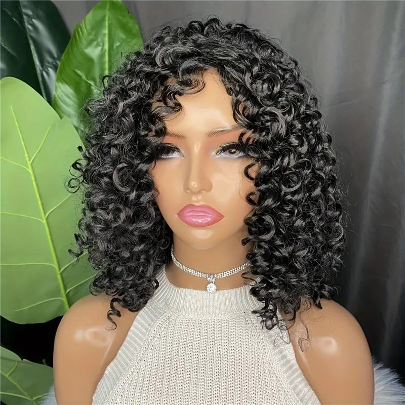 Fashion Kinky Curly Hair Wigs Medium Length Synthetic Hair Wigs For Women Girls Chemical Fiber Hair Replacement Wigs_Wigs_Wig_hair