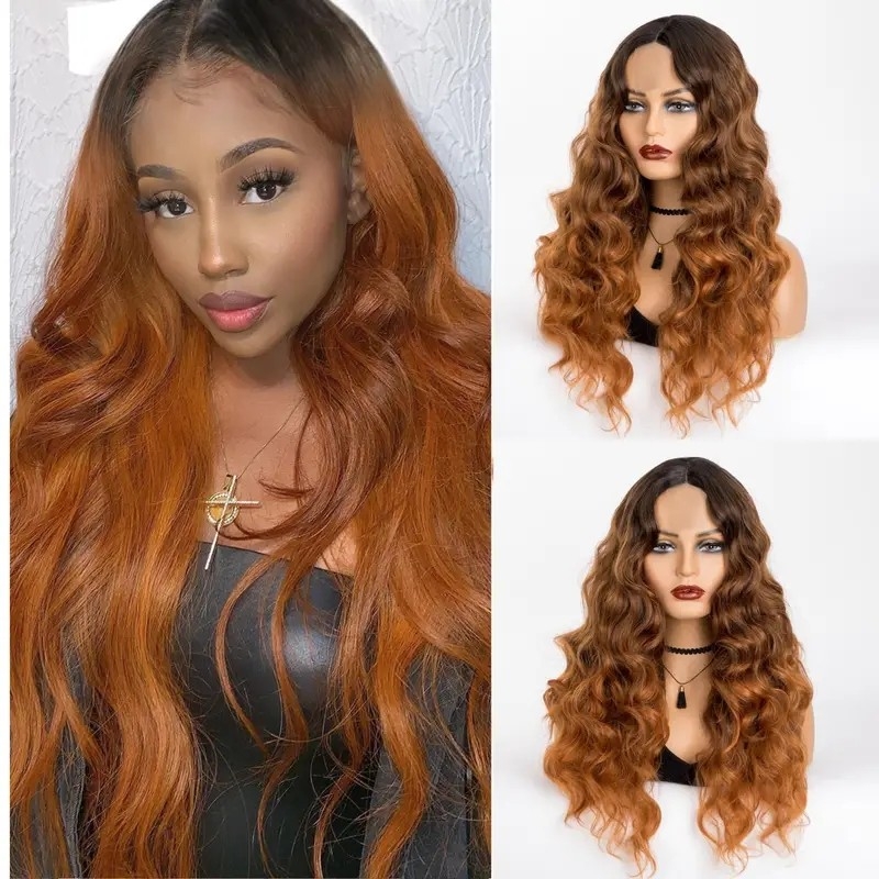 Long Body Wave Wigs For Women Lace Front Wig Middle Part Synthetic Wigs For Daily Party Use_Wigs_Wig_hair