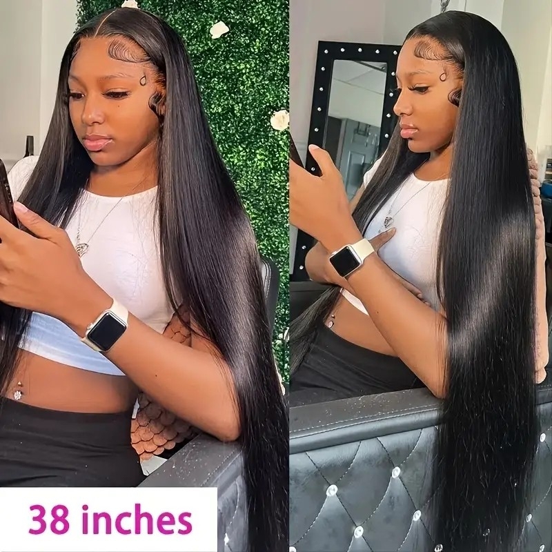 180% Brazilian Long Length Straight Human Hair Front Lace Wigs 13x4 Lace Front Wig For Women Real Hair Frontal Closure Wig Pre Plucked 14-28 Inches