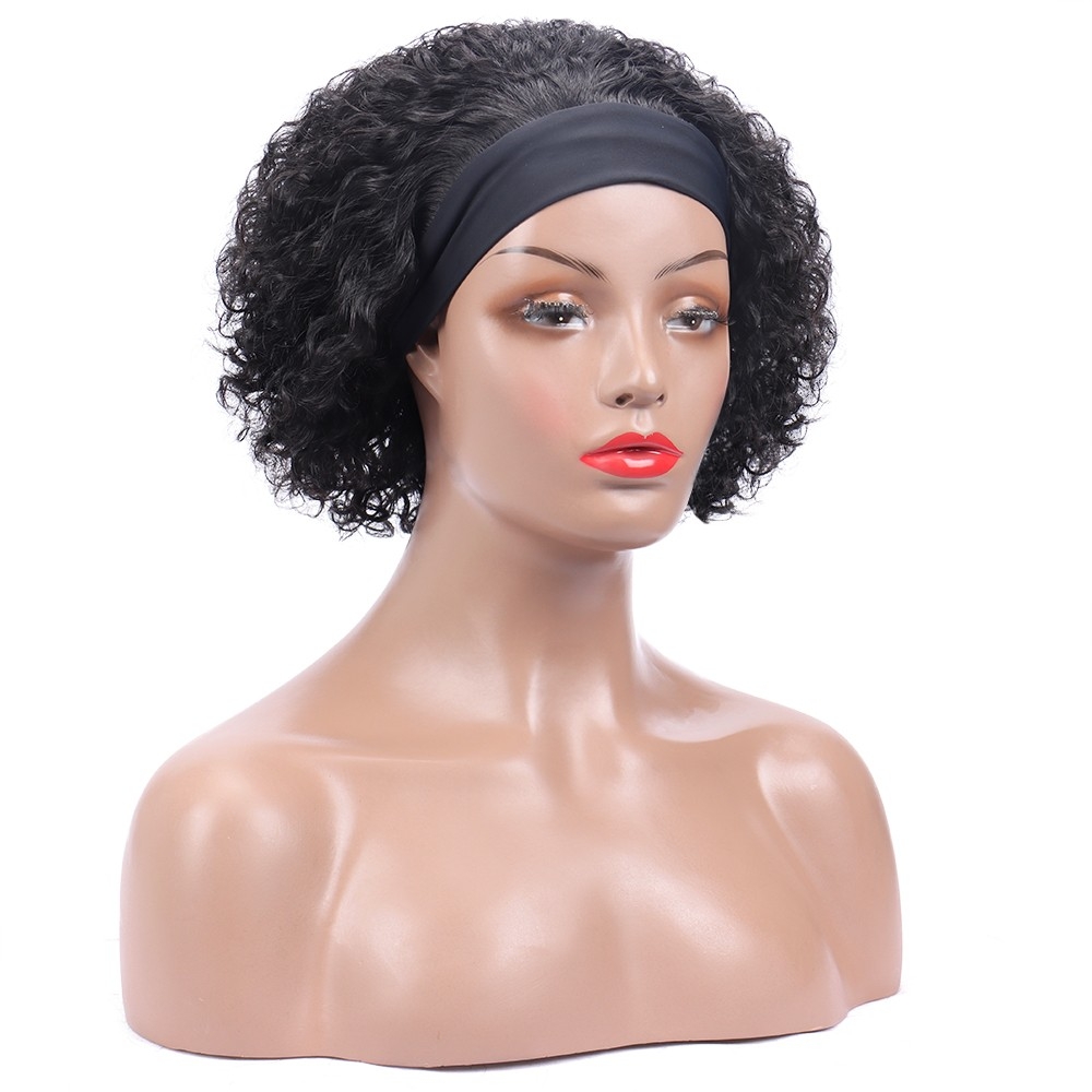 Headband Wig Human Hair Curly Wigs Short Curly Bob Wigs For Women Lace Part Wig Human Hair 6 Inch Natural Color@dashaedadoll