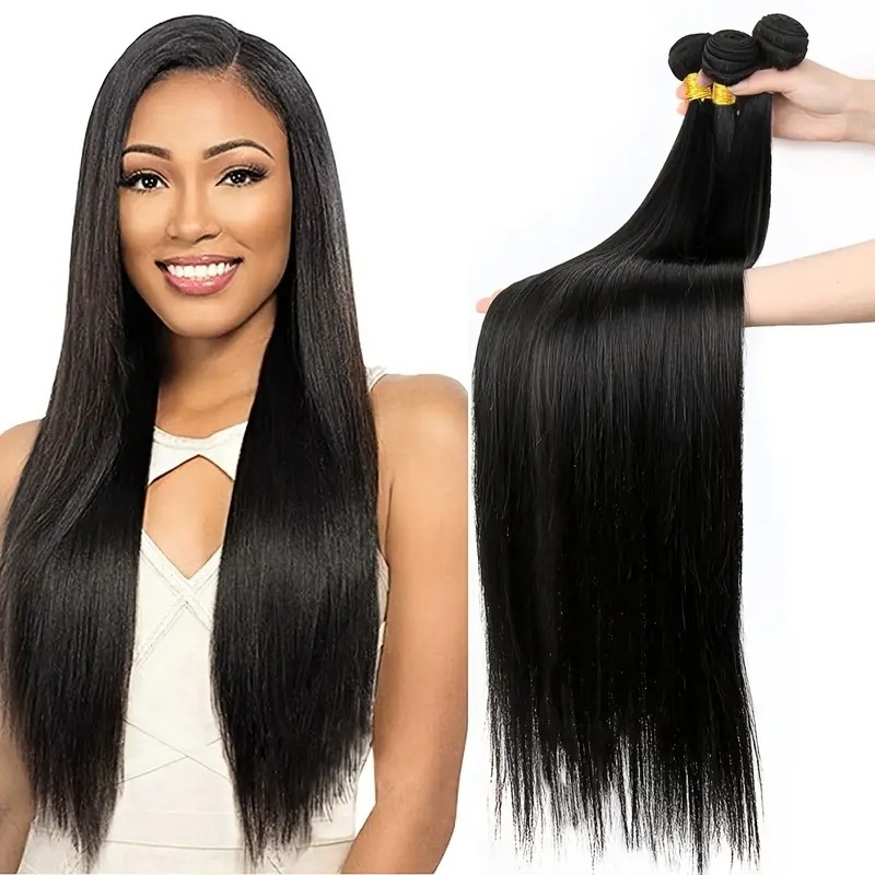 3pcs Human Hair Bundles 26 28 Inch , Virgin Hair Straight Unprocessed Brazilian Hair Weave Human Hair Extensions For Women