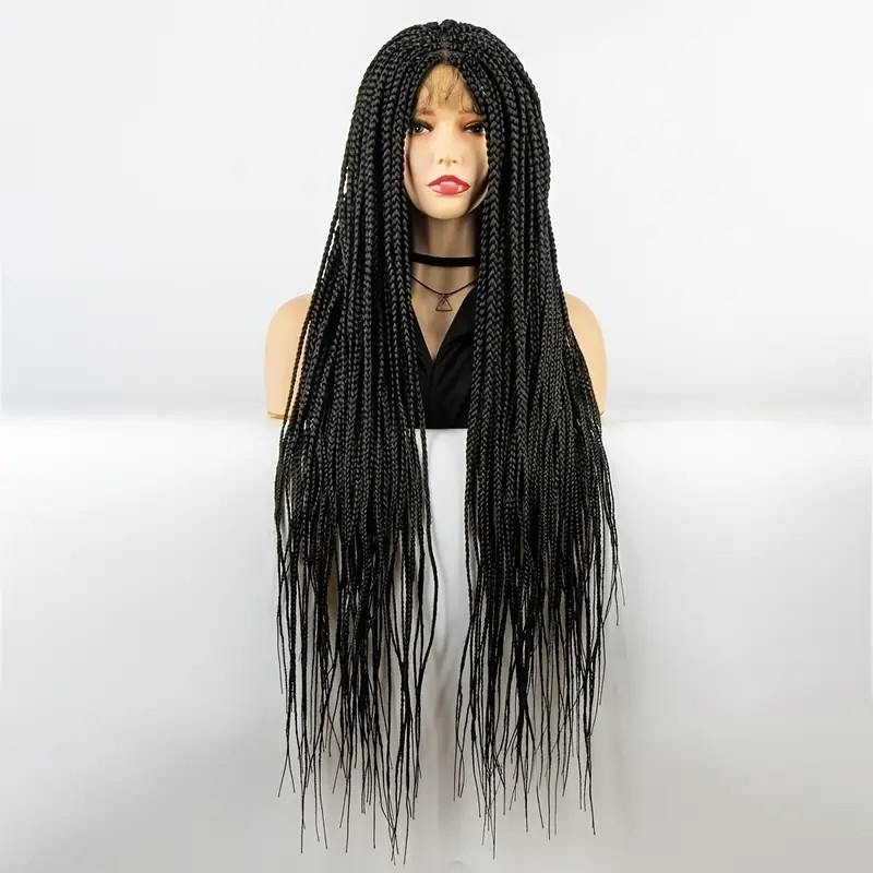 Full Lace Long Braided Synthetic Wig Unknotted Box Braided Wigs For Women Synthetic Twist Braids Wigs With Baby Hair Lightweight Cornrow Braids Wig@carriesnipesss_marcusonthathair