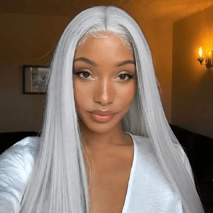 IAMSHERIKSB Grey Colored 13x4 HD Lace Front 200% Density Human Hair Wig Straight Brazilian Remy Hair